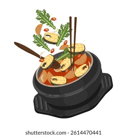 Vector Illustration Logo Clipart Levitation Maeuntang on a Ttukbaegi