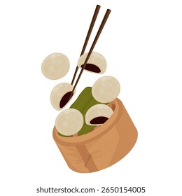 Vector Illustration Logo Clipart Levitation Hoppang or Jjinppang Steamed Bun with Red Bean Paste