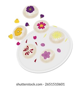 Vector Illustration Logo Clipart Levitation Hwajeon Flower Rice Cake 