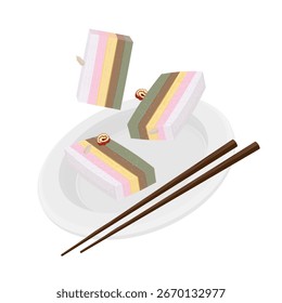 Levitação de Clipart de logotipo de ilustração de vetor Bolo de arroz Rainbow coreano ou Mujigae tteok