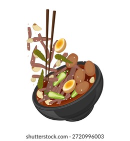 Vector Illustration Logo Clipart Levitation Korean Beef Side Dish Jang Jorim or Korean Soy Braised Beef