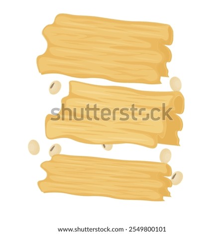 Vector Illustration Logo Clipart Levitation Dry tofu skin or Yuba bean curd skin with soya bean 