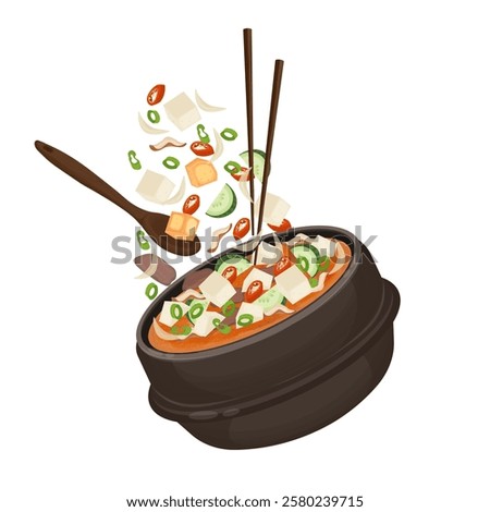 Vector Illustration Logo Clipart Levitation Doenjang Jjigae Korean Bean Paste Stew