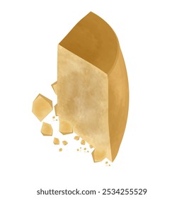 Vector Illustration Logo Clipart Piece of Grana Padano or Parmesan Cheese Parmigiano Reggiano