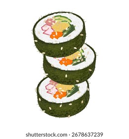 Vector Illustration Logo Clipart Pile of a Gamtae Gimbap or Gamtae Kimbap