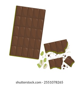 Vector Illustration Logo Clipart Pistachio Kunafa Dubai Chocolate Bar and Pistachio nuts