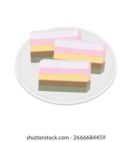 Clipart de logotipo de ilustração de vetor Bolo de arroz ou Mujigae tteok em um prato