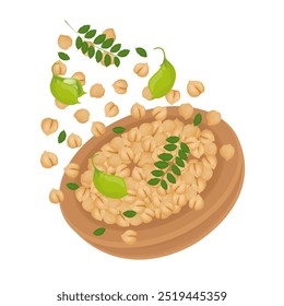 Levitação de grão-de-bico cru do clipart do logotipo da ilustração do vetor