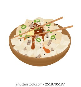 Vector Illustratie Logo Clipart Klaar om te eten Hiyayakko Japanse Silken tofu met sojasaus