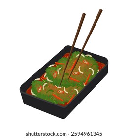 Vector Illustration Logo Clipart Ready to eat Kkaennip Kimchi or Perilla Kimchi 