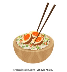 Ilustración vectorial Logo Clipart Listo para comer Mayak Gyeran Huevos marinados coreanos con arroz