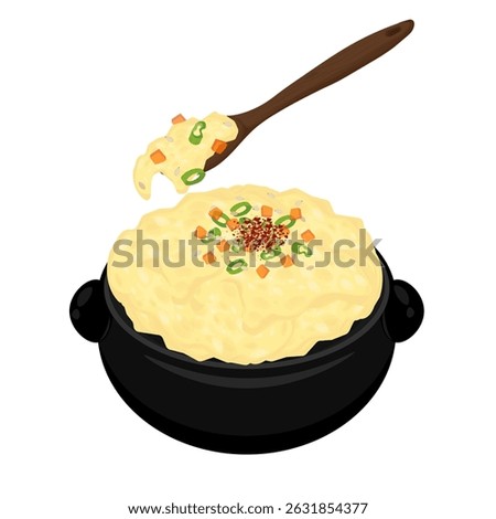 Vector Illustration logo Clipart Ready to eat Gyeranjjim Korean Steamed Egg  