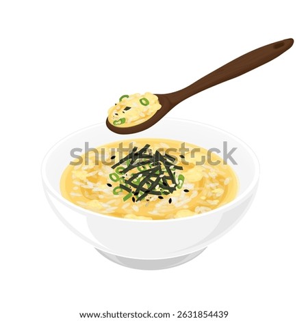 Vector Illustration logo Clipart Ready to eat Egg Okayu Japanese Rice Porridge