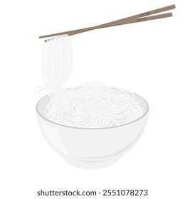 Vector Illustration Logo Clipart Rice glass noodle with chopstick