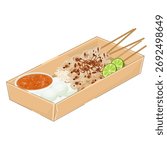 Vector Illustration Logo Clipart Sate taichan Indonesian Chicken Skewer