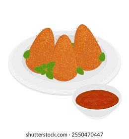 Vektorgrafik Logo Clipart Sicilian Arancini mit Tomatensauce