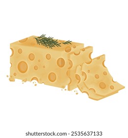 Vector Illustration Logo Clipart Sliced Emmental Cheese