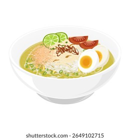Vector Illustration Logo Clipart Soto Koya Or Soto Ayam on a Bowl