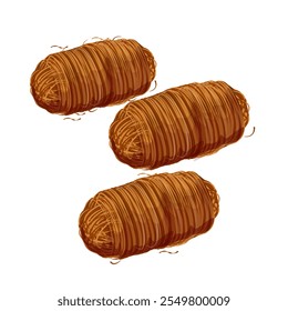 Vector Illustration Logo Clipart Sweets Kunafa Konafa Kanafeh kadayif or mabroma roll Isolated