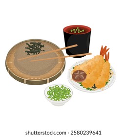 Vector Illustration Logo Clipart Tenseiro Ten Seiro soba or Tenzaru Soba Japanese Traditional Soba