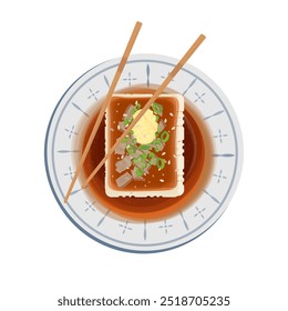 Vector Illustratie Logo Clipart Bovenaanzicht Hiyayakko Japanse tofu