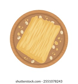 Vector Illustration Logo Clipart Top View Dry tofu skin or Yuba bean curd skin