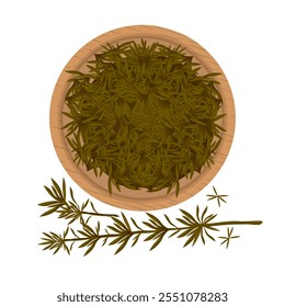 Vector Illustration Logo Clipart Top View Natural Fresh Hijiki Seaweed or Sargassum fusiforme 