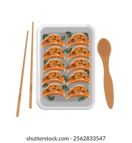Vector Illustration Logo Clipart Top view gyoza mentai 