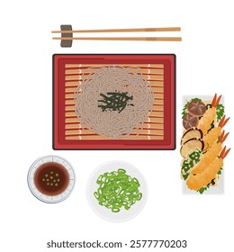Vector Illustration Logo Clipart Top View Tenzaru Soba