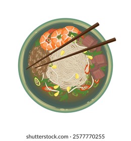  Vector Illustration Logo Clipart Top View Phnom Penh Noodles Kuy Teav