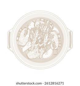 Vector Illustration Logo Clipart Top View Maeuntang on a Ttukbaegi