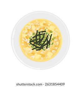 Vector Illustration logo Clipart Top View Egg Okayu Japanese Rice Porridge