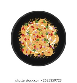 Vector Illustration logo Clipart Top View Papdi Chaat or Papri Chaat