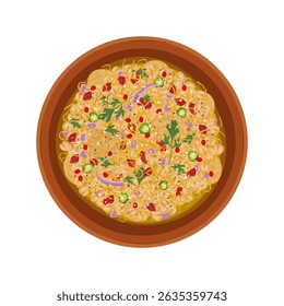 Logotipo de ilustração vetorial Clipart Vista superior Papdi Chaat ou Papri Chaat ou Dahi Papri Chaat