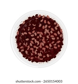 Vector Illustration Logo Clipart Top View Pat Sirutteok or Korean Layered Rice Cake with Red Beans 
