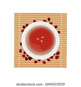 Vektorgrafik Logo Clipart Draufsicht Gesundes koreanisches Getränk Omija hwachae oder Omijacha