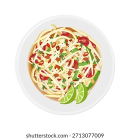Vetor Ilustração Logotipo Clipart Vista de cima Salada de Papaya Som Tam Thai ou Som Tum
