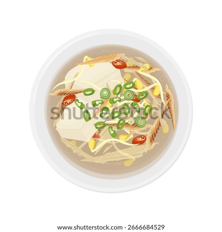 Vector Illustration Logo Clipart Top View Korean Food Bukeoguk Bugeoguk Dried Pollock Soup