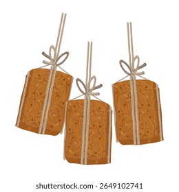 Clipart de logotipo de ilustração de vetor tradicional coreano fermentado soja Doenjang ou Meju isolados