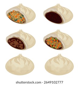 Vector Illustration Logo Clipart Vegetables and Meat Hoppang Steamed bun