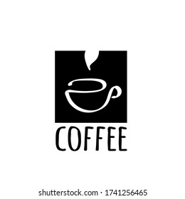 Vector illustration logo coffee with an abstract cup, black and white color
