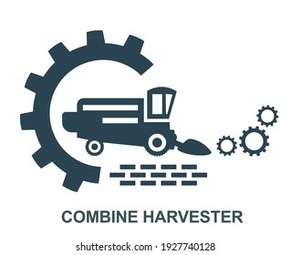 Vector illustration of the logo, the combine harvester icon. 