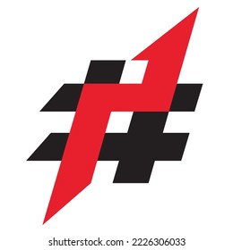 ilustración vectorial de un logotipo combinado con símbolos de flecha y hash.