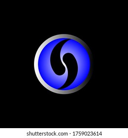 Vector illustration of a logo for a company with a circle shape and in blue.