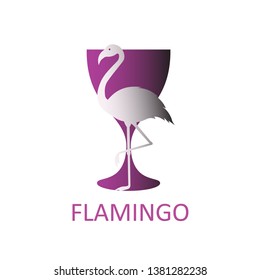 vector illustration, a logo illustration, with the concept of connecting flamingos to wine glasses, the concept of the logo is built for business, cafes and nightclubs