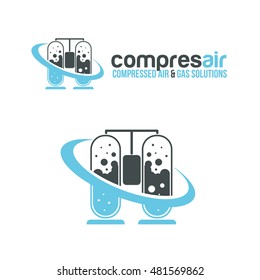 vector illustration of logo. concept design containers for compressed air or for example the logo of tourist services diving abstract oxygen Balon