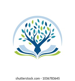 Vector Illustration : Logo Concept For Tree and Book