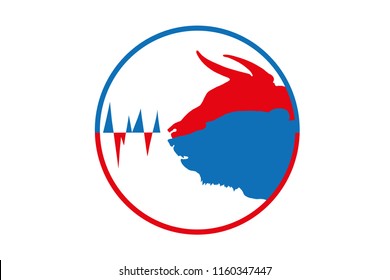 vector illustration of the logo of the currency exchange with scene of the bull and bear