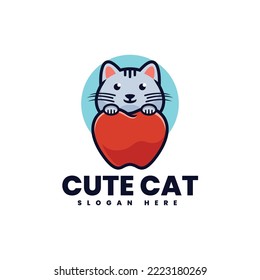 Vector Illustration Logo Cute Cat Mascot Cartoon Style