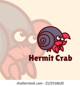 Vector Illustration Logo Cute Hermit Crab Design